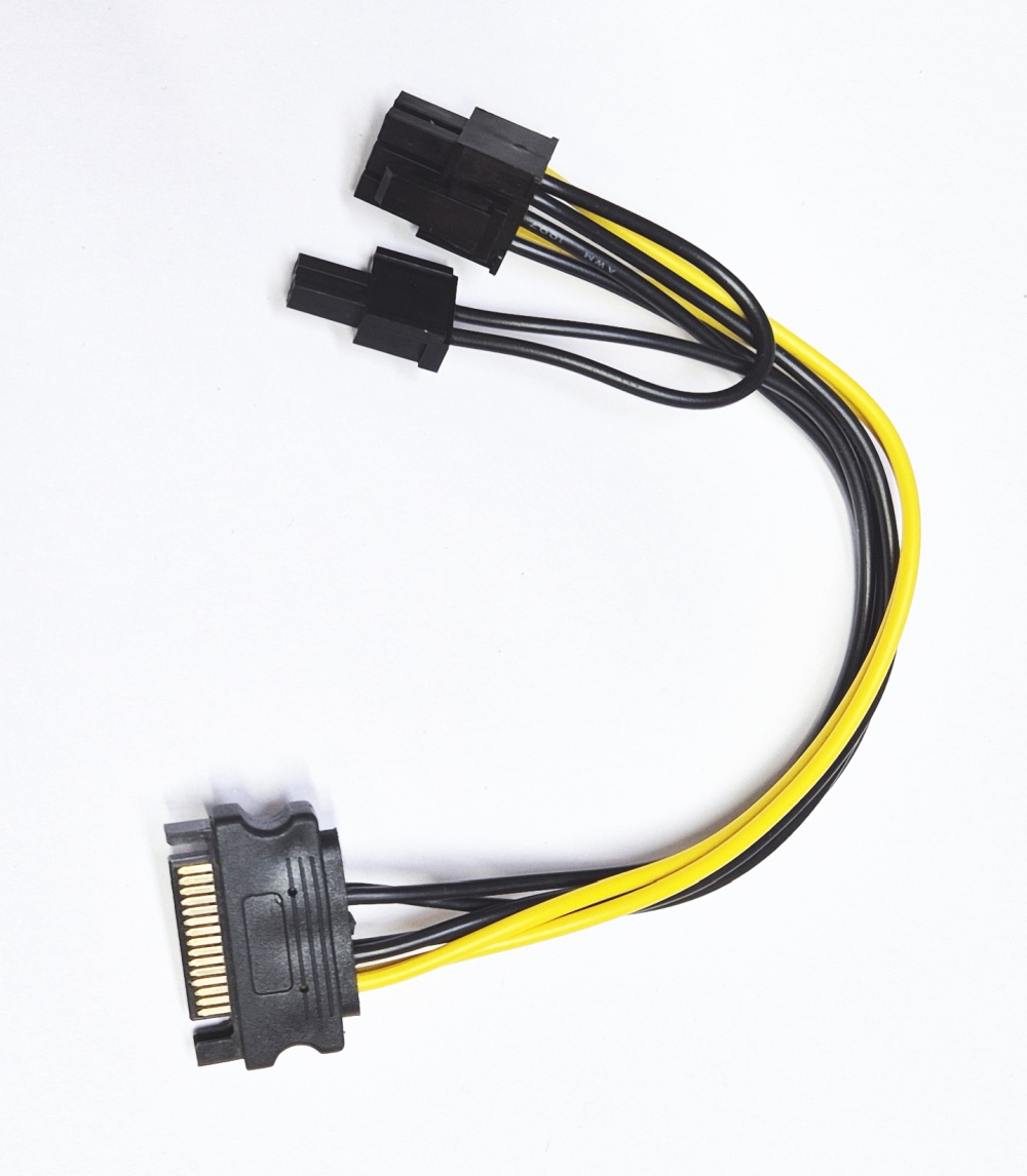 Переходник Generic SATA 15-pin на 8-pin (6+2) PCIe кабель питания для видеокарты, 19 см